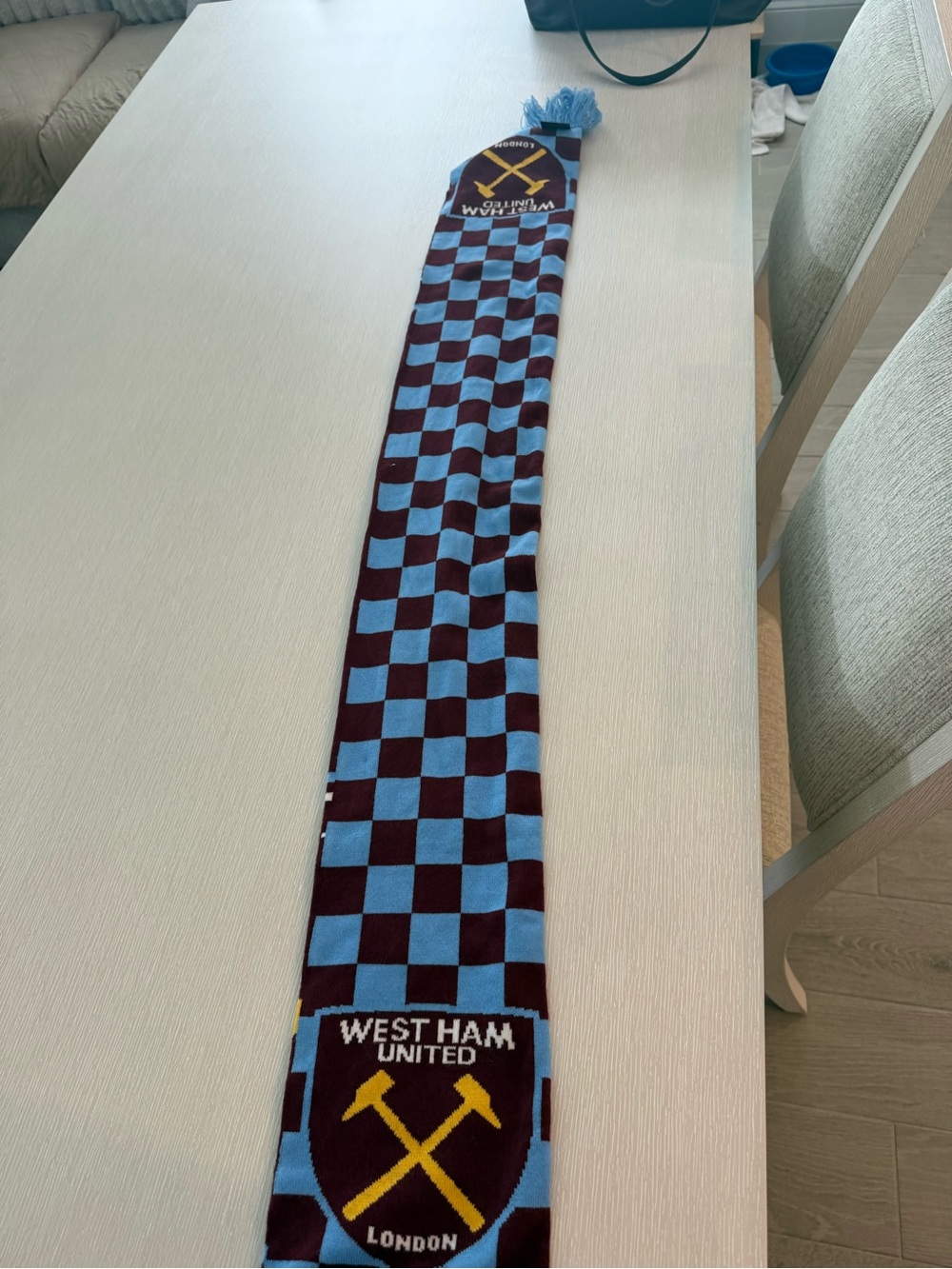West Ham United Checkered Scarf - Claret & Sky